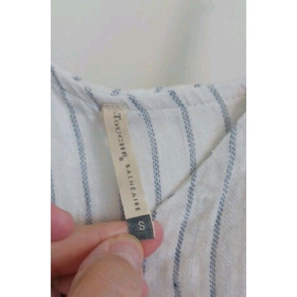 Taylor Swift Inspired Engagement  Dress Womens Small Blue Striped Tiered Boho - Picture 4 of 10